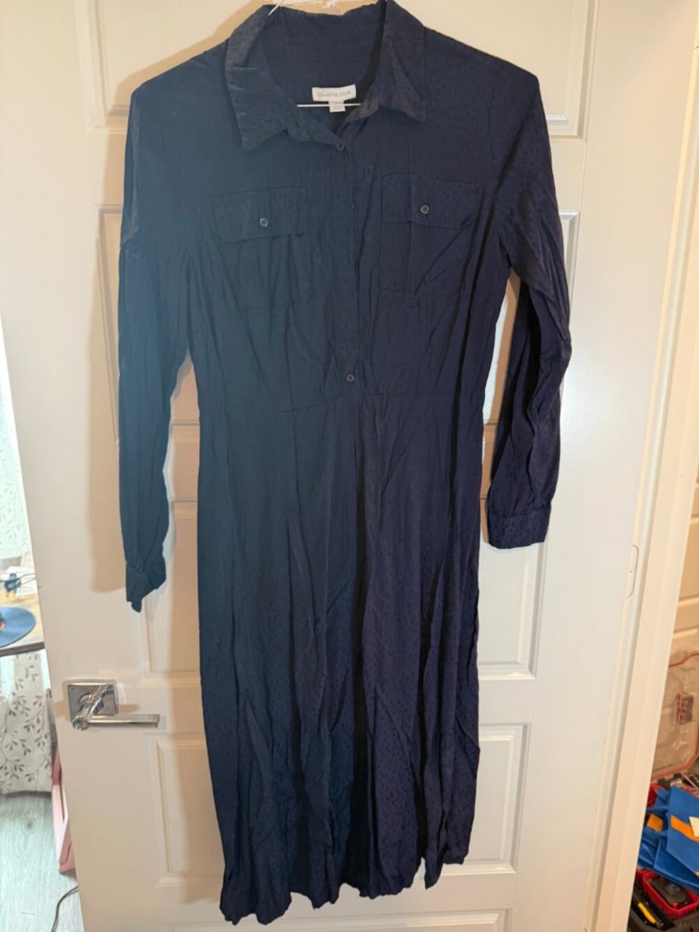 Charter Club Navy Long Sleeve Dress Size M